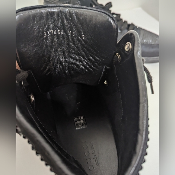 Men's Black Gucci High-Top Sneaker with Crystal Studs - Picture 5 of 7